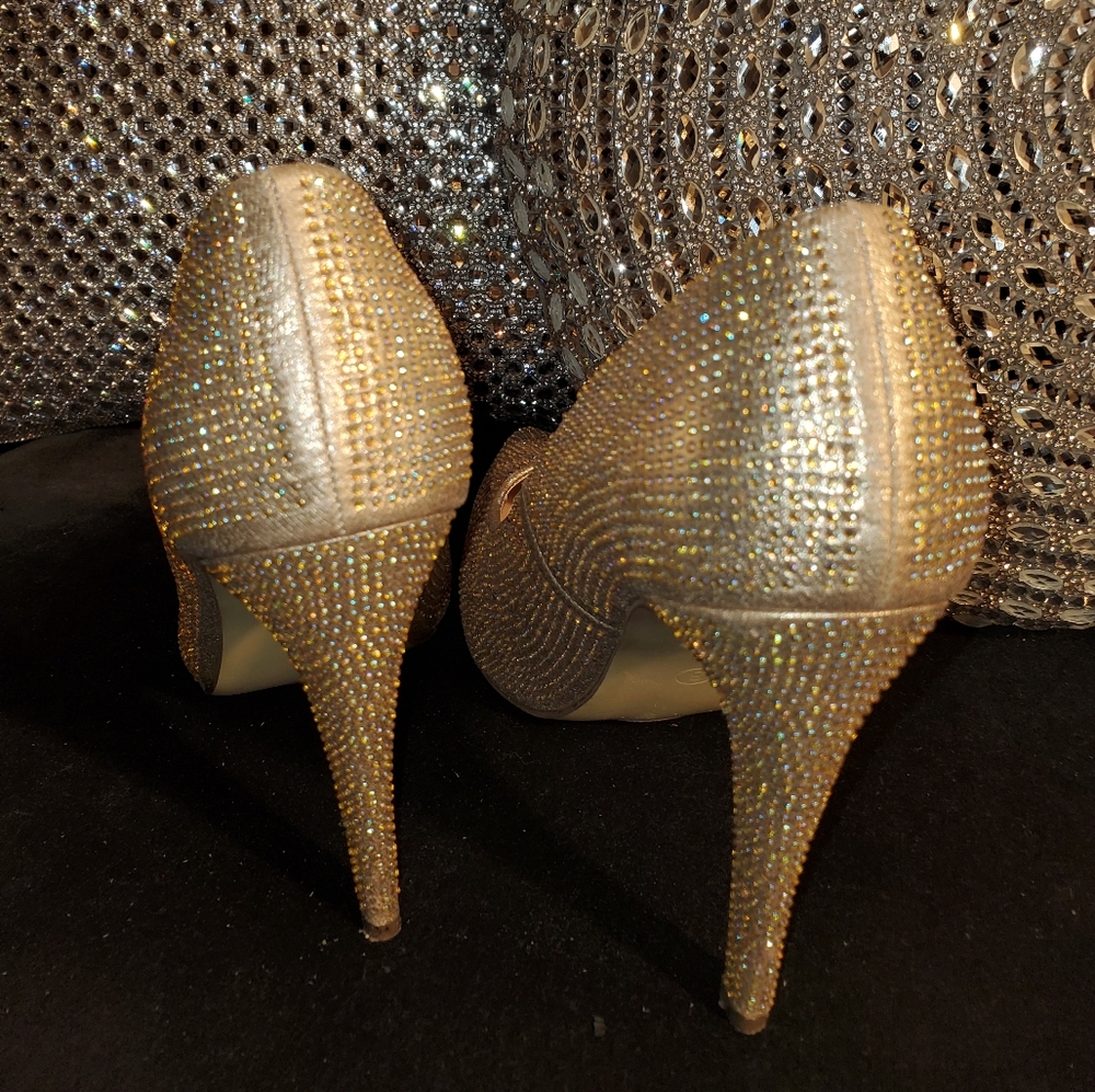 Rose Gold Rhinestone Heels - Picture 4 of 6